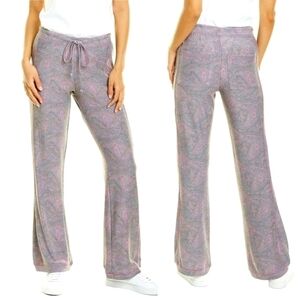 CHASER Midnigh Paisley Purple Gray Lou ge Pants Flare Medium NWT